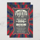 7月のパーティーのヴィンテージの黒板のストライプ第4 招待状 (正面/裏面)