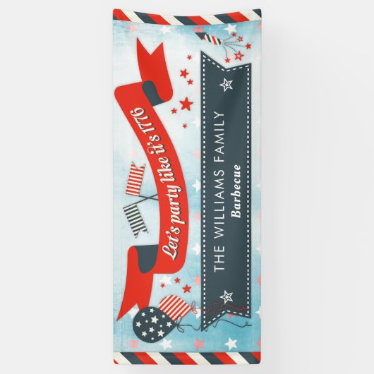 7月のパーティーの赤い白くの愛国心が強い第4および青 横断幕 (縦)