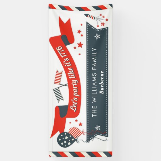 7月のパーティーの赤く白いおよびブルースターの第4は縞で飾ります 横断幕 (縦)