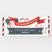 7月のパーティーの赤く白いおよびブルースターの第4は縞で飾ります 横断幕 (横)