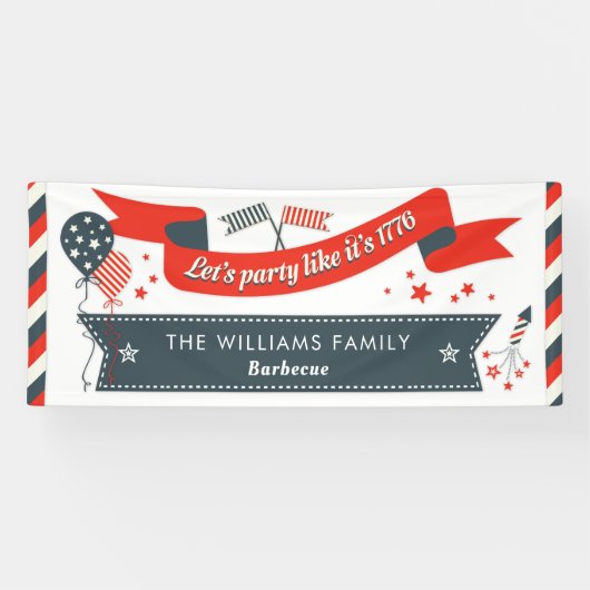 7月のパーティーの赤く白いおよびブルースターの第4は縞で飾ります 横断幕 (横)