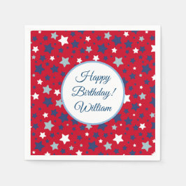 7月のパーティーイベントのパーソナライズ名赤白青 スタンダードカクテルナプキン