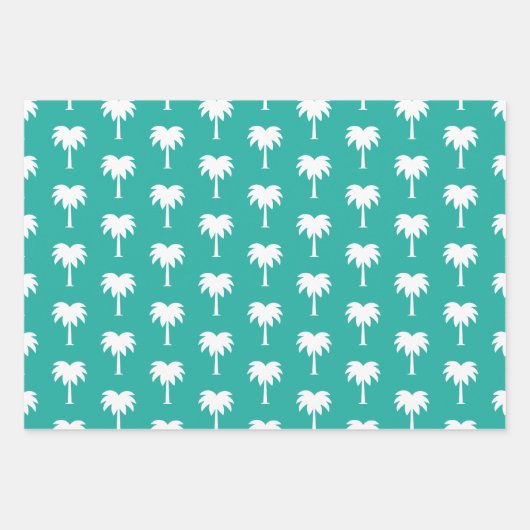 7月のパームの木のパターンの熱帯クリスマス ラッピングペーパーシート (正面)