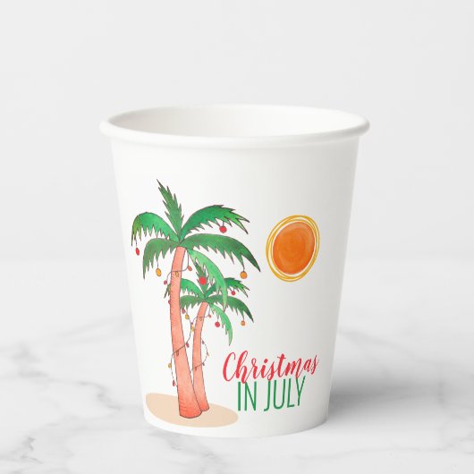 7月のパーム・ツリーのクリスマス 紙コップ (正面)