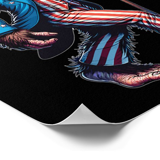 7月のビッグフットサスカッチ愛国的アメリカ国旗 ポスター (角)