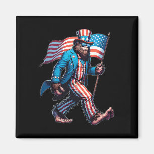 7月のビッグフットサスカッチ愛国的アメリカ国旗 マグネット