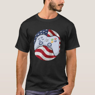 7月のビデオゲーム4thアメリカ国旗のゲームコントロール tシャツ