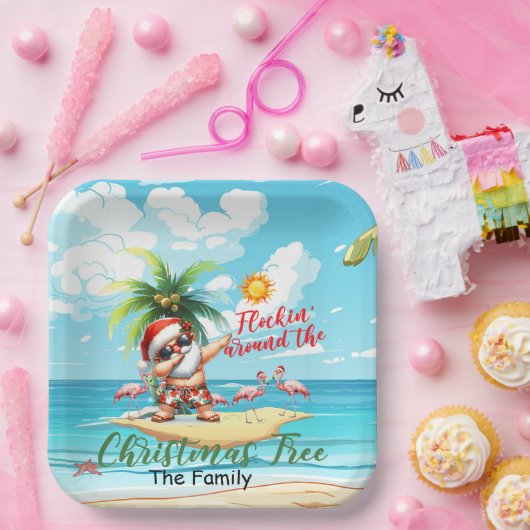 7月のビーチクリスマスサンタクロースパーティー ペーパープレート (パーティー)