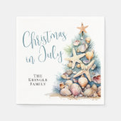 7月のビーチクリスマス スタンダードカクテルナプキン (正面)