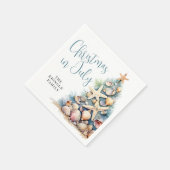 7月のビーチクリスマス スタンダードカクテルナプキン (角)