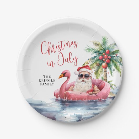 7月のビーチクリスマス ペーパープレート (正面)
