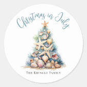 7月のビーチクリスマス ラウンドシール (正面)