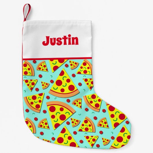 7月のピザ好きジャンクフードクリスマス スモールクリスマスストッキング (正面)