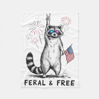 7月のフェラルと無料アライグマ4thアメリカPr フリースブランケット