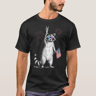 7月のフェラルと無料アライグマ4thアメリカPr Tシャツ