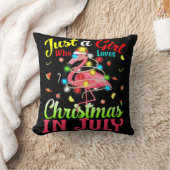 7月のフラミンゴでクリスマスを愛しているだけの女の子 クッション (ブランケット)