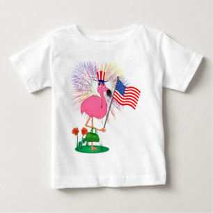 7月のフラミンゴのワイシャツのおもしろいな第4 ベビーTシャツ