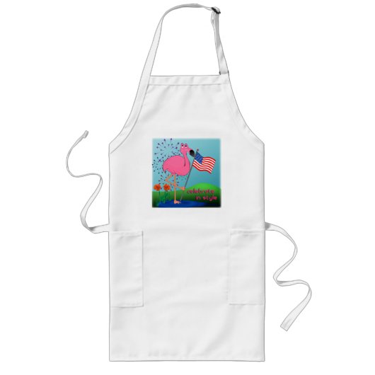 7月のフラミンゴBBQのエプロンの第4 ロングエプロン (正面)