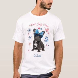 7月のフランスのファミリーマッチングの愛国的なブル4th tシャツ