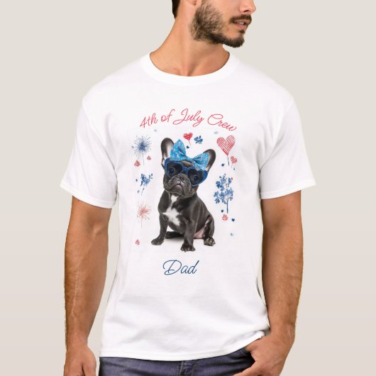 7月のフランスのファミリーマッチングの愛国的なブル4th tシャツ (正面)
