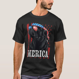 7月のブラックプグ4th犬ママ犬パパメリカUsa F Tシャツ