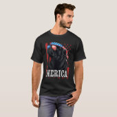 7月のブラックプグ4th犬ママ犬パパメリカUsa F Tシャツ (正面フル)