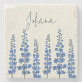 7月のブルーデルフィニウムの花 ストーンコースター (正面)