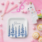 7月のブルーデルフィニウムの花 ペーパープレート (パーティー)