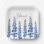 7月のブルーデルフィニウムの花 ペーパープレート (正面)