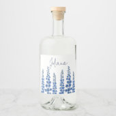 7月のブルーデルフィニウムの花 リキュールボトルラベル (正面)