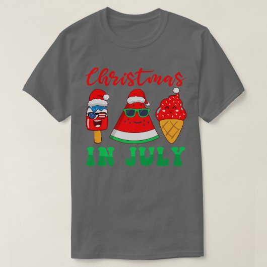 7月のプレミアムでメロンとアイスクリームのクリスマス Tシャツ (デザイン正面)