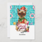 7月のプールパーティークリスマス猫好き 招待状 (正面)