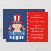 7月のベビーシャワーの招待状の第4 招待状 (正面/裏面)