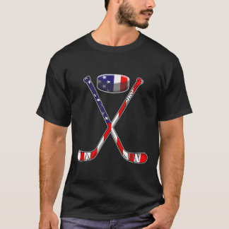 7月のホッケーアメリカ国旗4日おもしろい男子少年たち Tシャツ