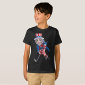 7月のホッケーアメリカ国旗4thの子供たちボーイズおじさん tシャツ (正面フル)