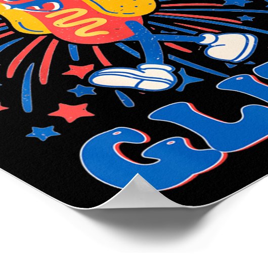 7月のホットドッグ面白い滑る4番目になる悪い日 ポスター (角)