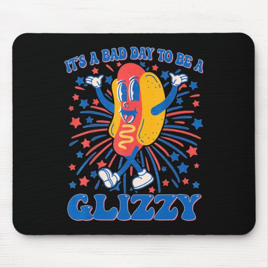 7月のホットドッグ面白い滑る4番目になる悪い日 マウスパッド (正面)