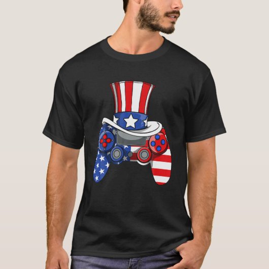 7月のボーイズ4thビデオゲームアメリカ国旗Saおじさん Tシャツ (正面)