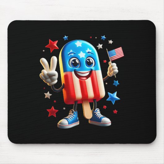 7月のポプシクル米国国旗の前後 マウスパッド (正面)