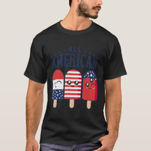 7月のポプシクル米国国旗の愛国的な夏の男の子ギル Tシャツ