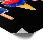 7月のポプシクル赤白ブルーアメリカ国旗のパー ポスター (角)