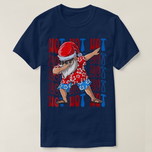 7月のマッチングFaでDabbing Hawaii Santa Christmas Tシャツ (デザイン正面)