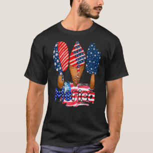 7月のメリカン4thポプシクル米国アメリカ国旗Pat Tシャツ