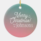 7月のメリークリスマスピンクグリーングラデーション セラミックオーナメント (裏面)