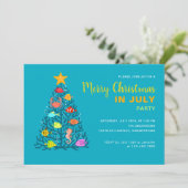 7月のメリークリスマス 熱帯サンゴのクリスマスツリーと魚たち 招待状 (スタンド正面)