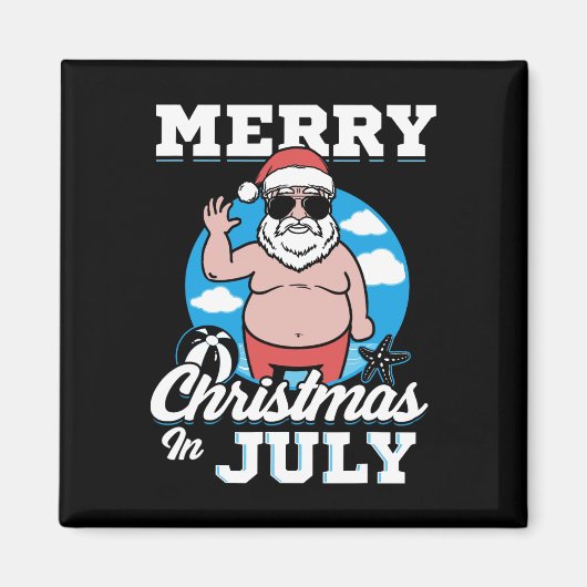 7月のメリークリスマス 面白いサンタクロース マグネット (正面)