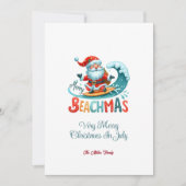 7月のメリーグリーティングカードでのビーチマスクリスマス 招待状 (正面)