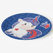 7月のユニコーンのお祝いのきらびやかな魔法の第4 ペーパープレート (アングル)