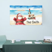 7月のリラックスビーチクリスマスでのサンタクロース 横断幕 (トレードショー)