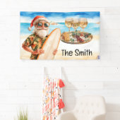 7月のリラックスビーチクリスマスでのサンタクロース 横断幕 (インサイチュ)